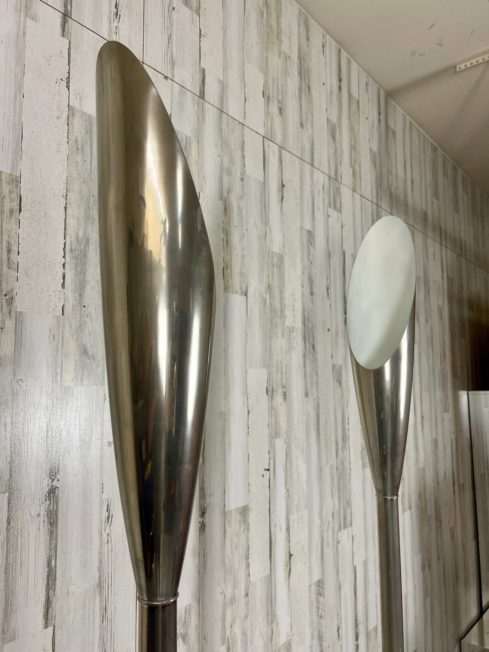 Modernist Aluminum Torchere Floor Lamps - 11