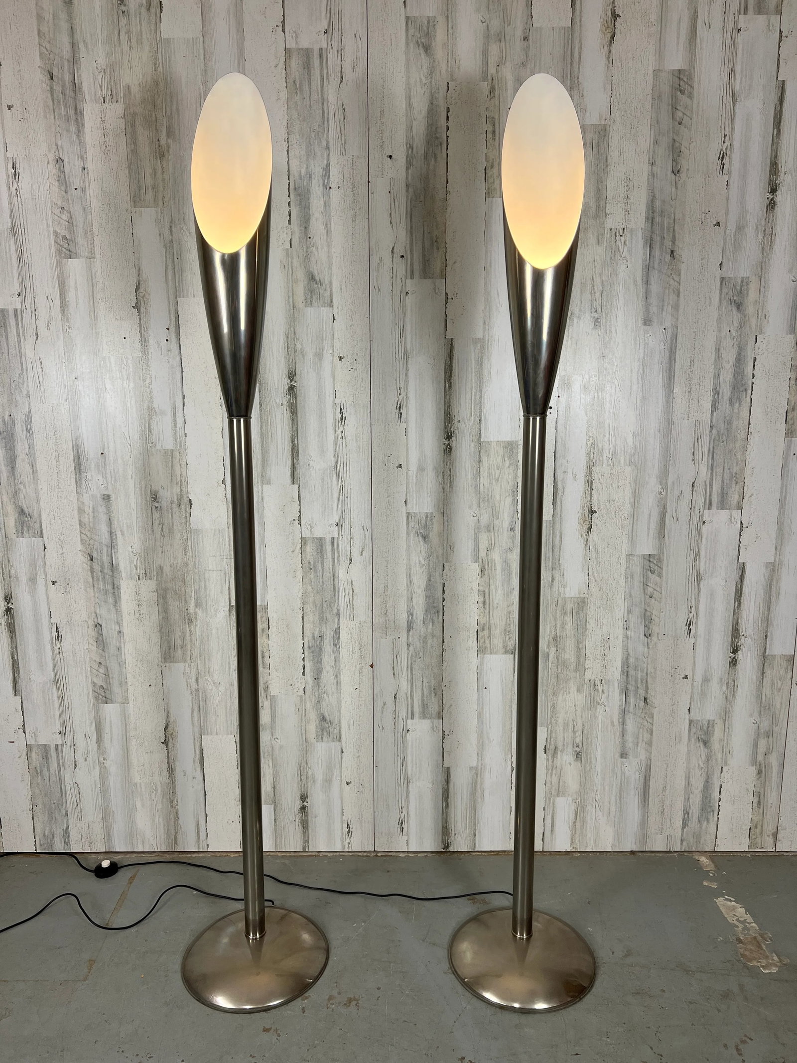 Modernist Aluminum Torchere Floor Lamps - 2