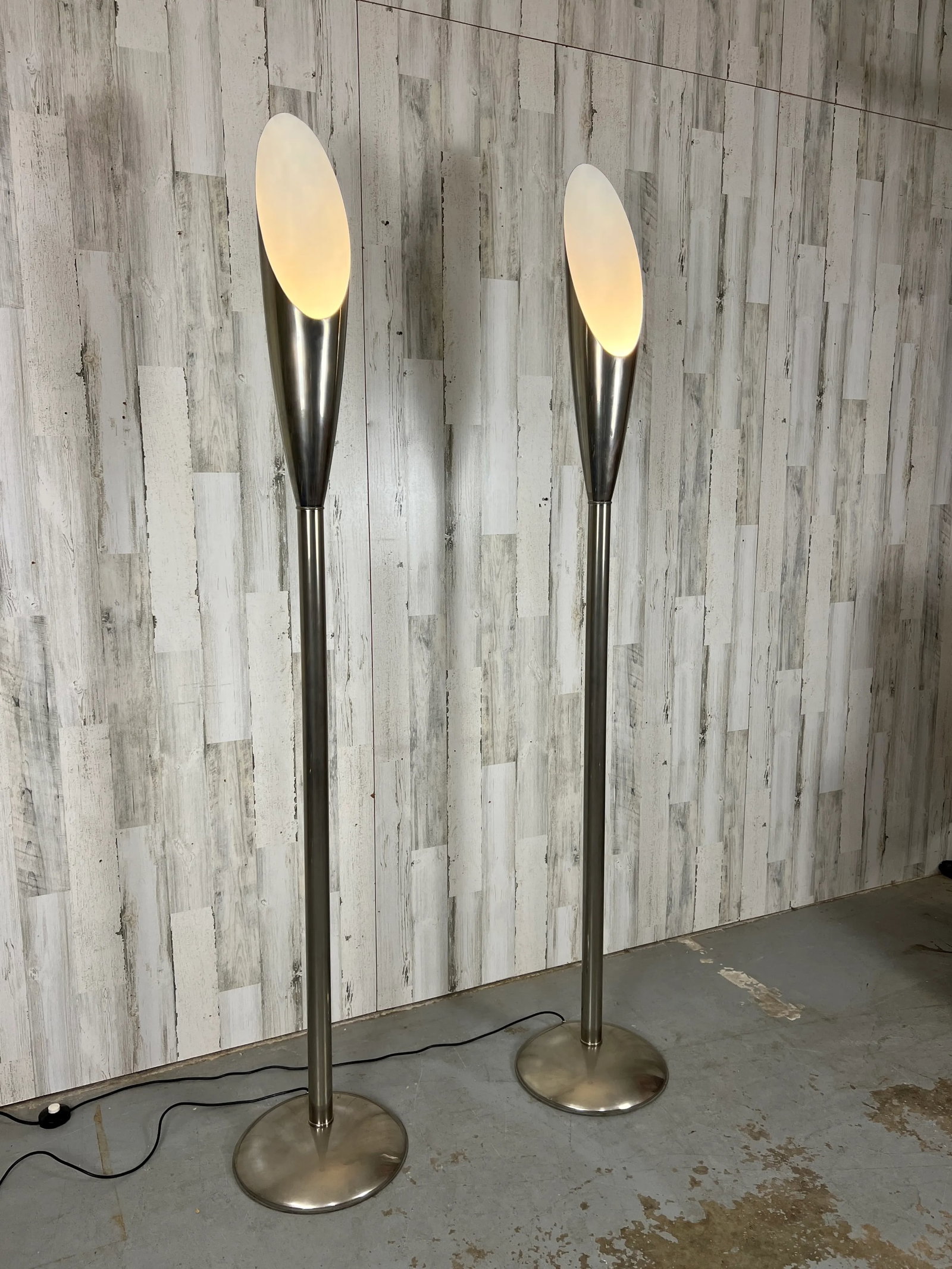 Modernist Aluminum Torchere Floor Lamps - 3