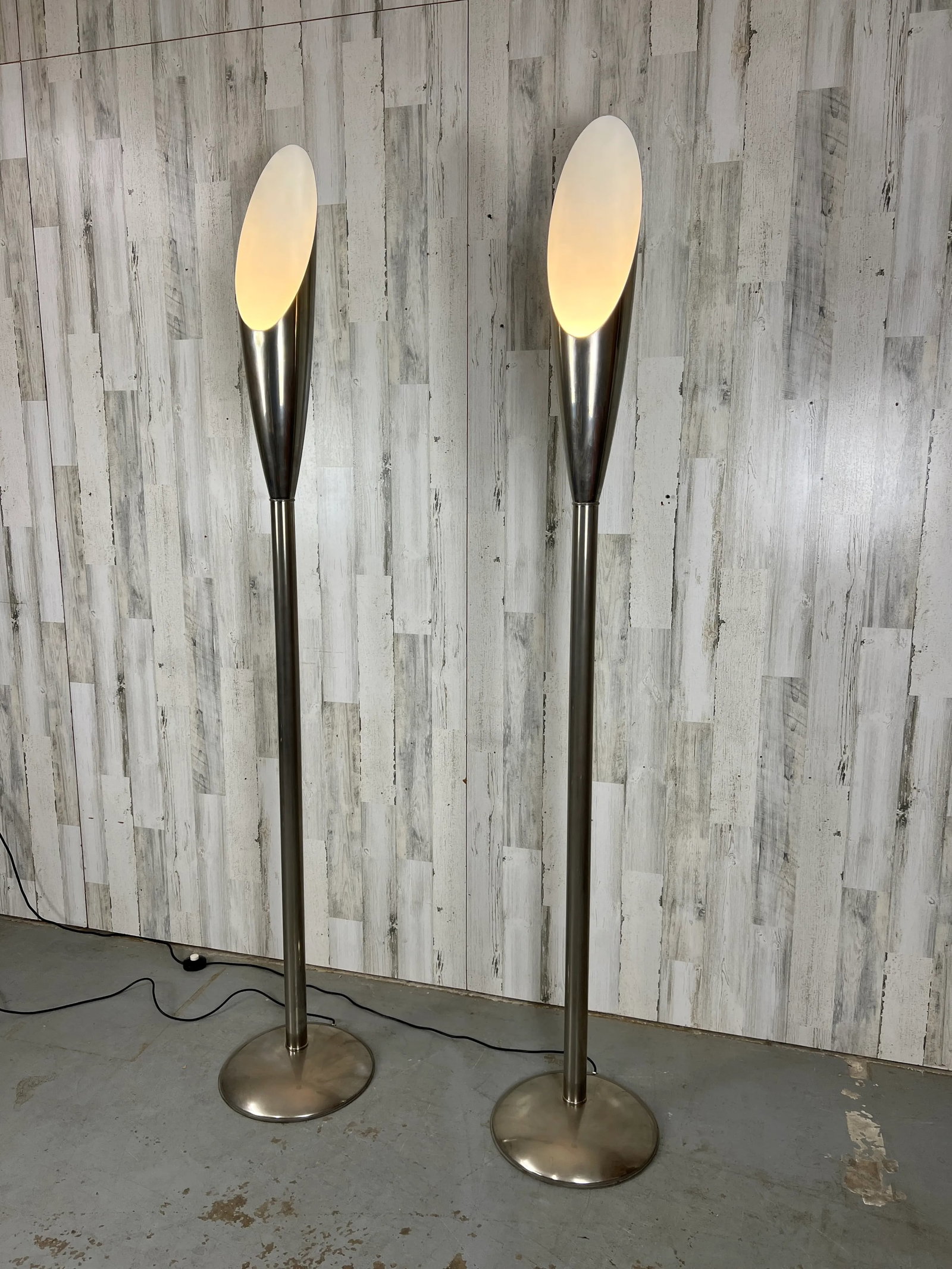 Modernist Aluminum Torchere Floor Lamps - 4