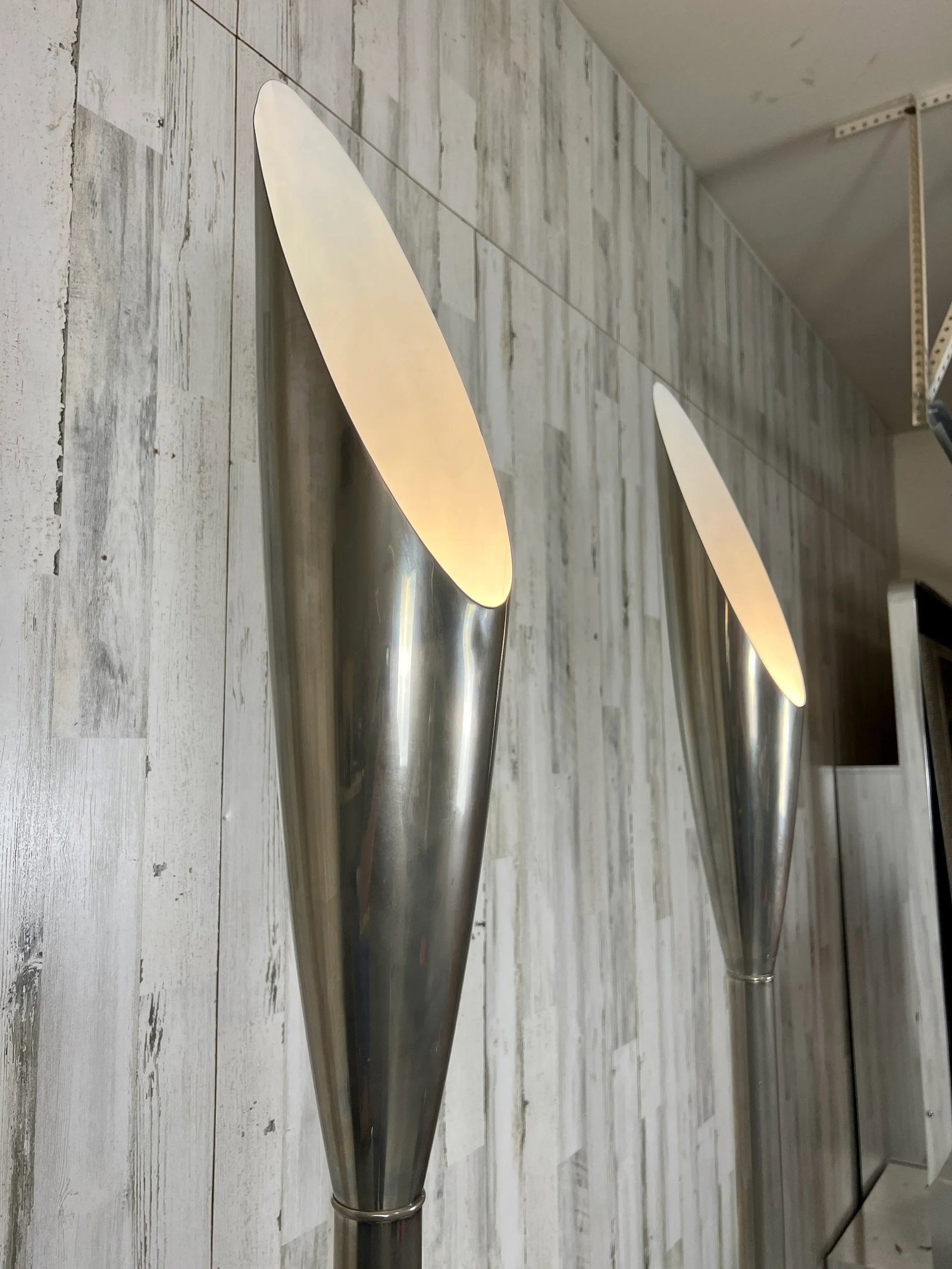 Modernist Aluminum Torchere Floor Lamps - 6