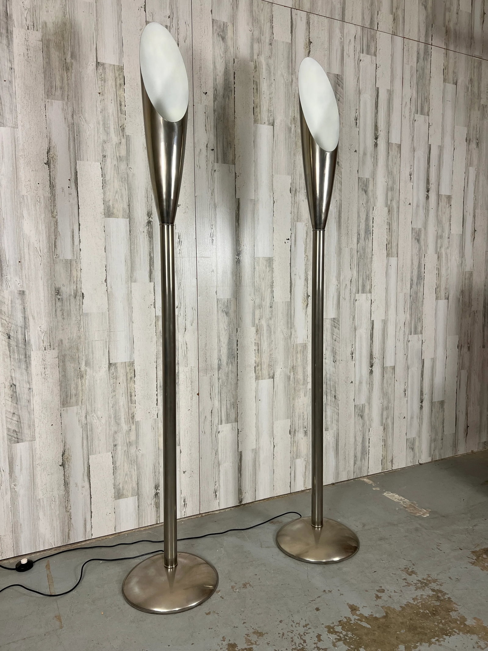 Modernist Aluminum Torchere Floor Lamps - 9