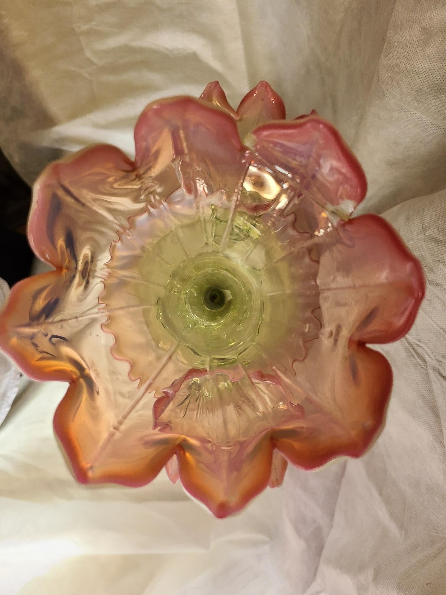 Antique Art Nouveau Opalescent Vaseline Glass Epergne, Circa 1880's - 6