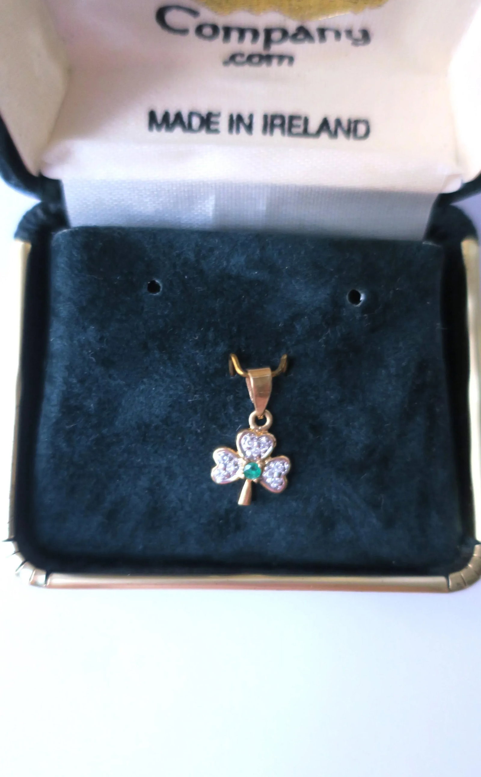 Irish Shamrock Clover Charm 14-Karat Yellow Gold, Diamonds & Emerald - 2