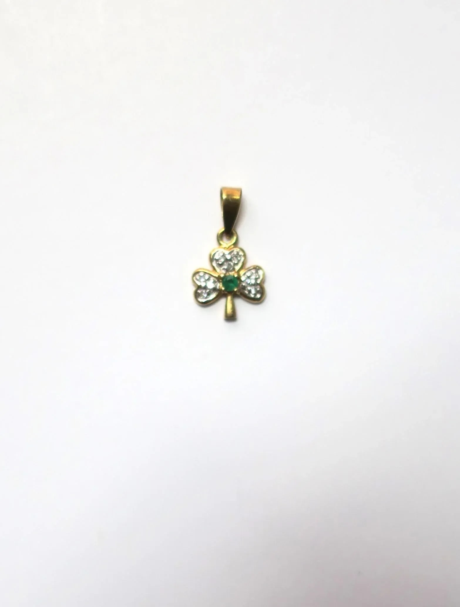 Irish Shamrock Clover Charm 14-Karat Yellow Gold, Diamonds & Emerald - 3