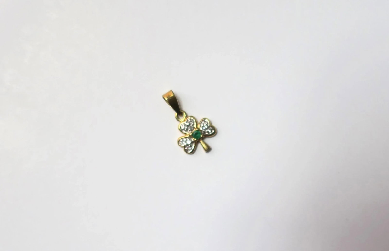 Irish Shamrock Clover Charm 14-Karat Yellow Gold, Diamonds & Emerald - 4