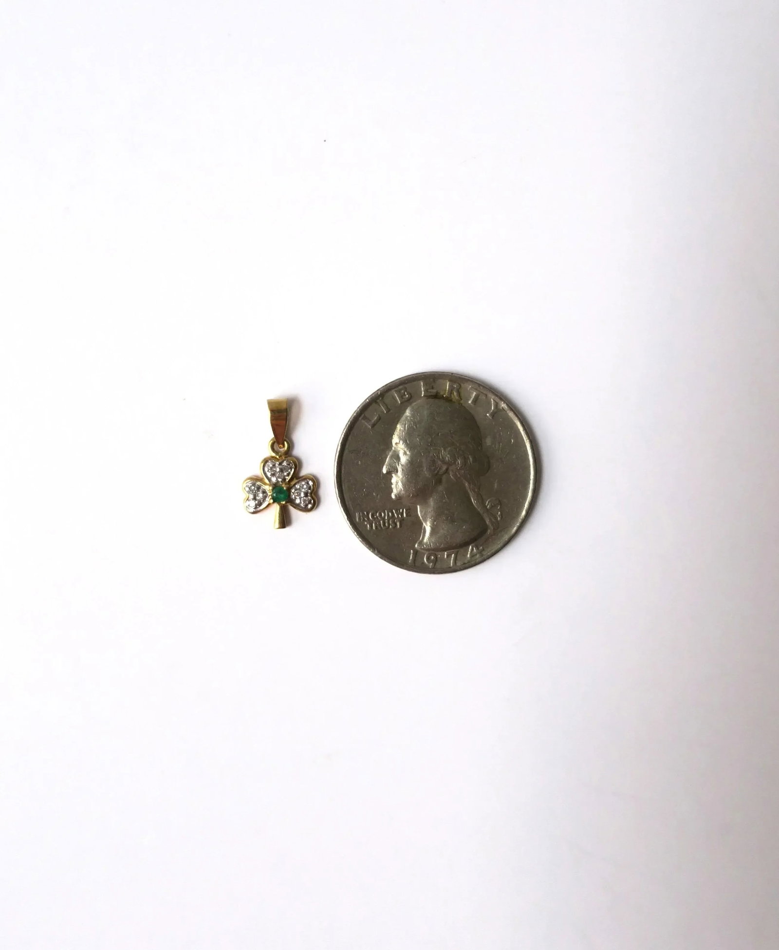 Irish Shamrock Clover Charm 14-Karat Yellow Gold, Diamonds & Emerald - 7