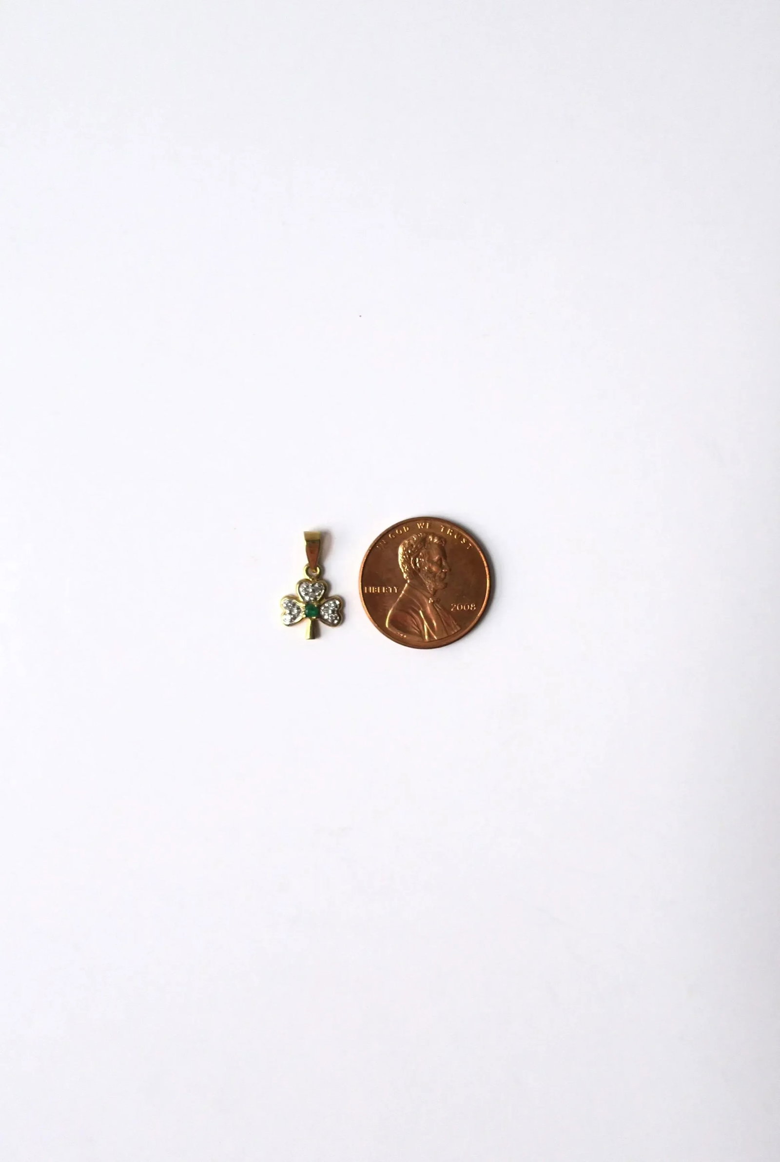 Irish Shamrock Clover Charm 14-Karat Yellow Gold, Diamonds & Emerald - 8