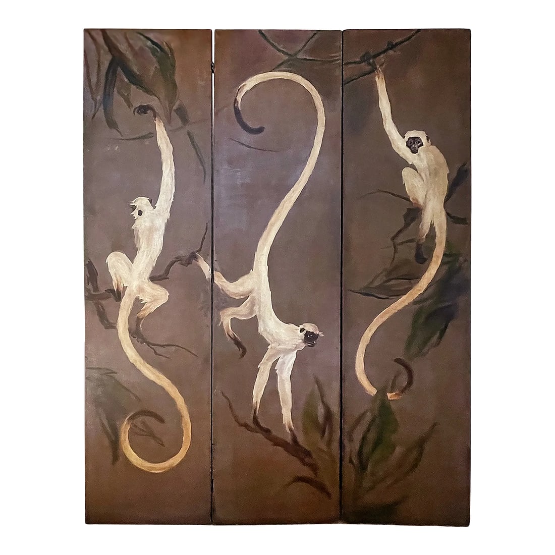 Folding Screen Large Antique Wooden Hand Painted (1 of 12)