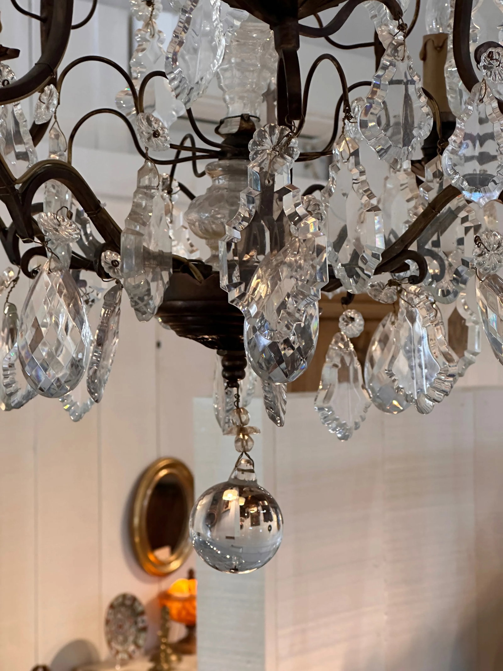 1950s Bronze and Crystal Chandelier - 3