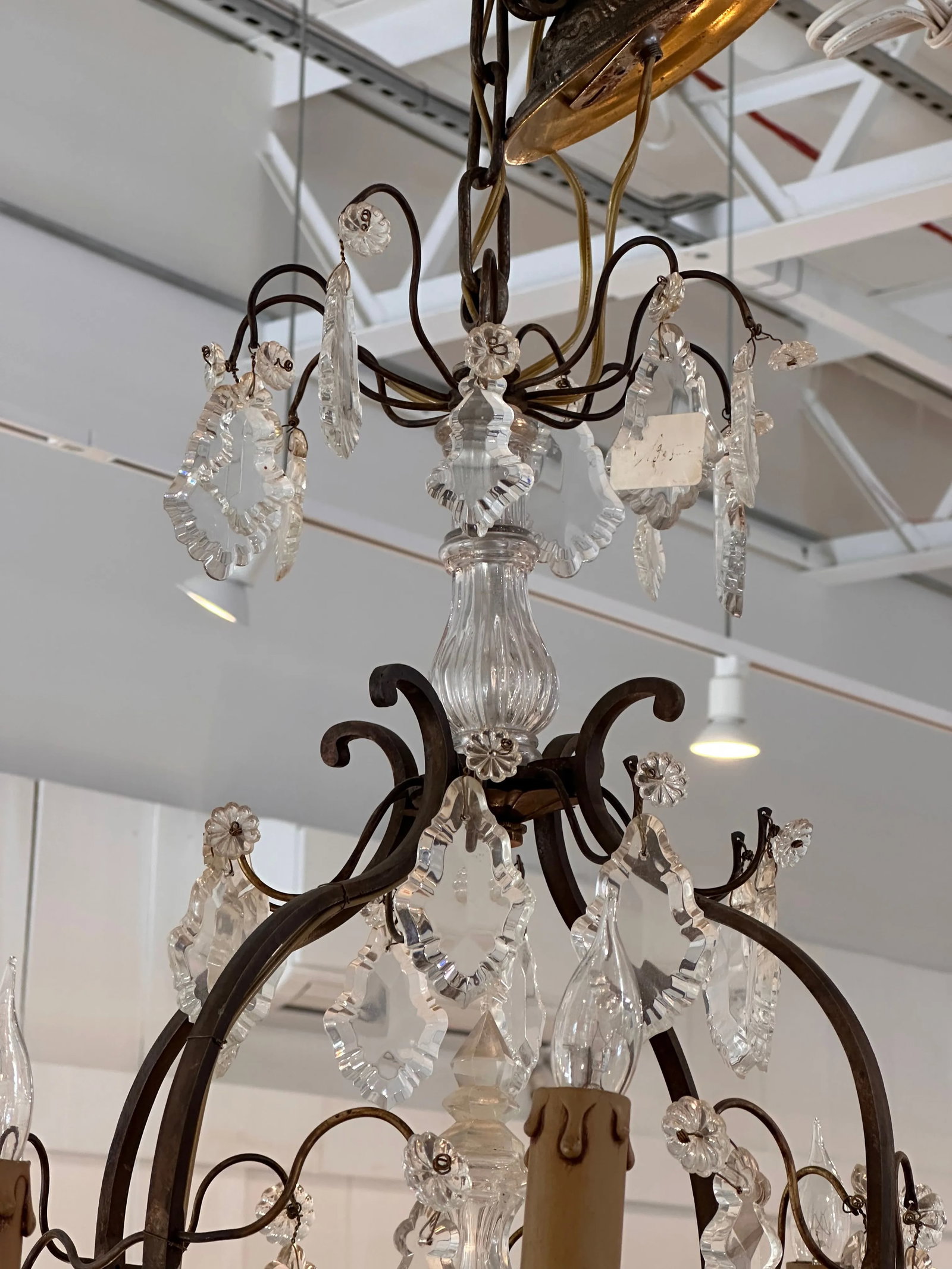 1950s Bronze and Crystal Chandelier - 6