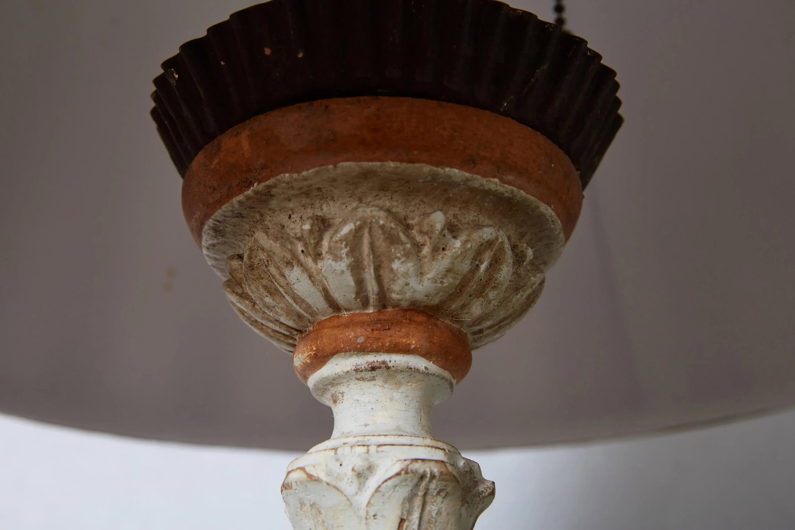 Louis XVI Carved and Painted Alter Candlestick Lamp - 6