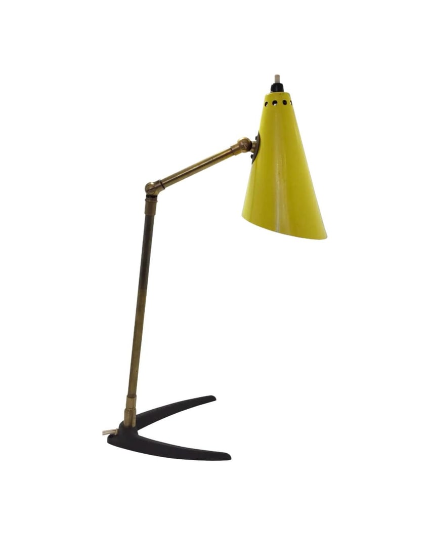 1950's Stilnovo Brass & Yellow Metal Desk Lamp - 8