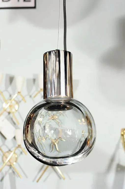 Seguso Grey Glass Globe Pendant Light - 3