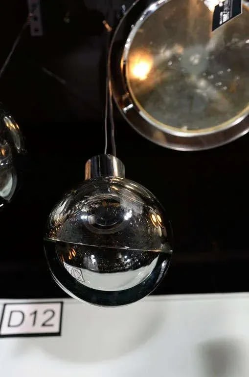 Seguso Grey Glass Globe Pendant Light - 4