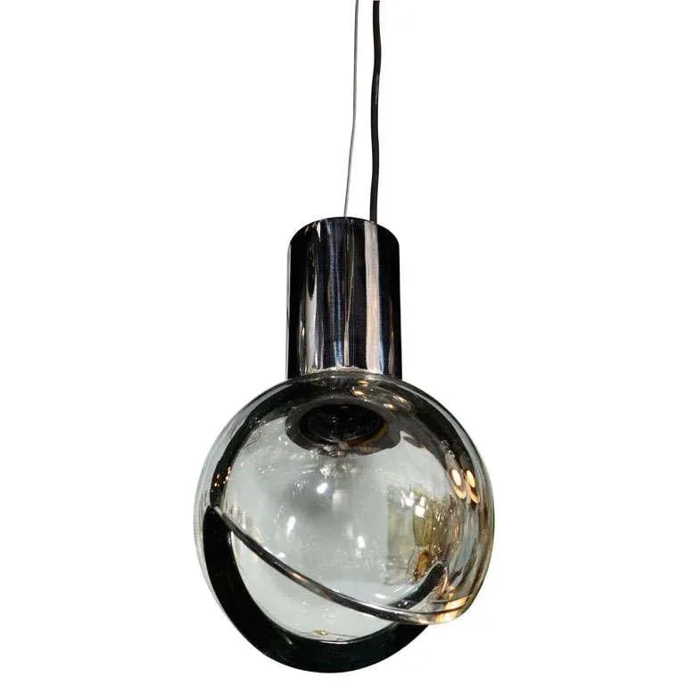 Seguso Grey Glass Globe Pendant Light - 6