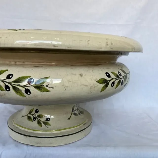 1990s Italian Hand-Painted Ceramic Planter With Olive Flowers - 12