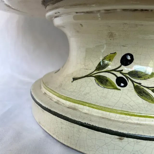 1990s Italian Hand-Painted Ceramic Planter With Olive Flowers - 6