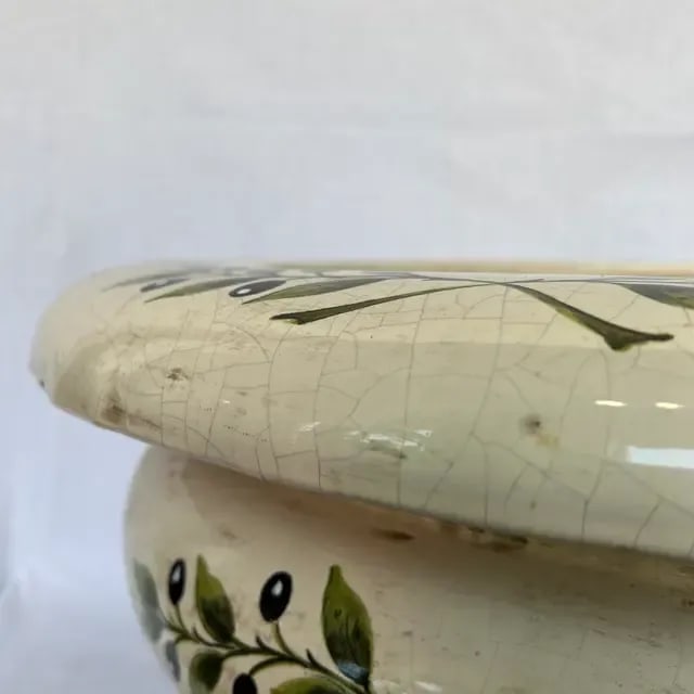 1990s Italian Hand-Painted Ceramic Planter With Olive Flowers - 7