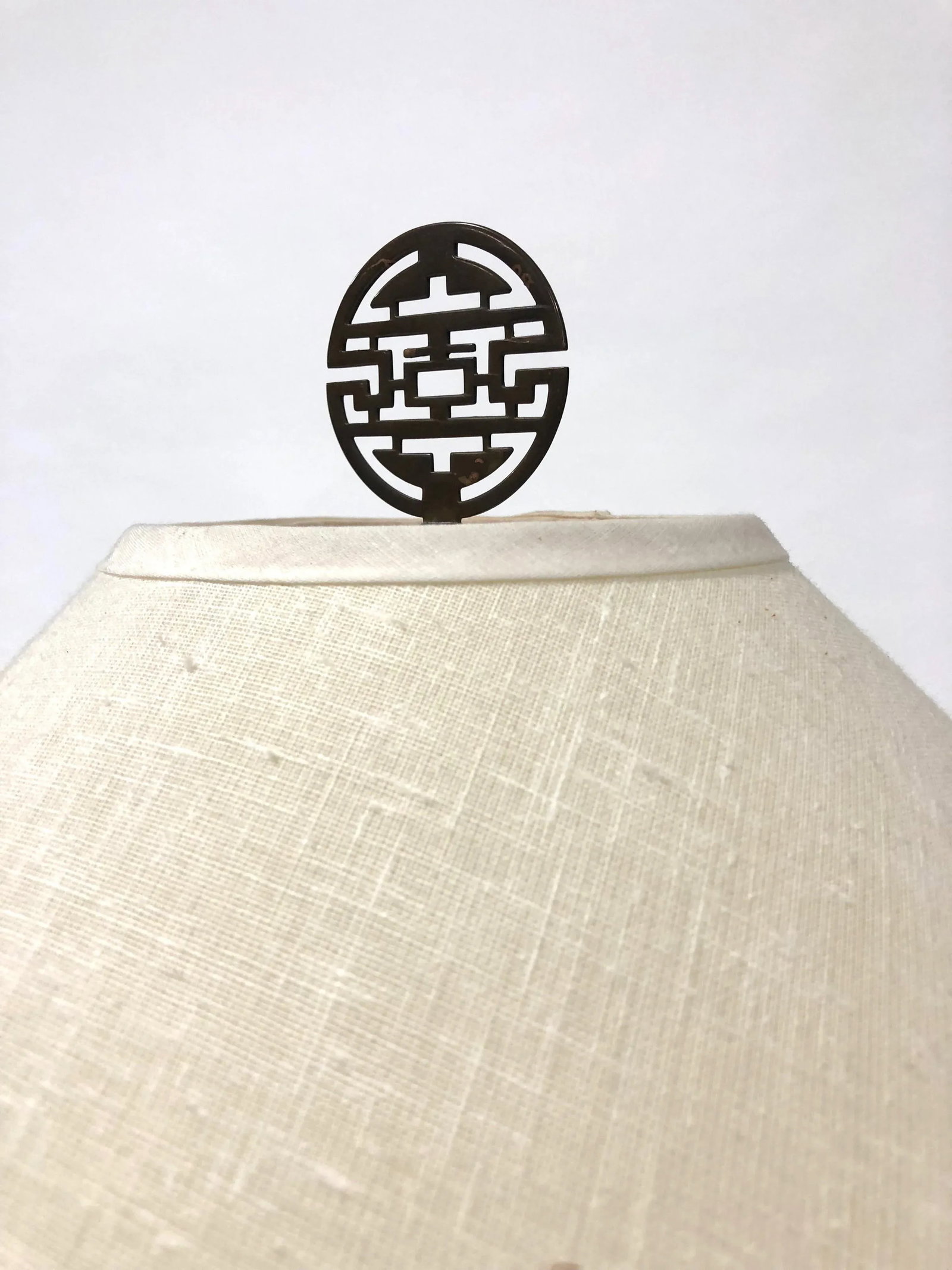 Laurel Brushed Chrome and Brass Asian Inspired Lamps - a Pair - 3