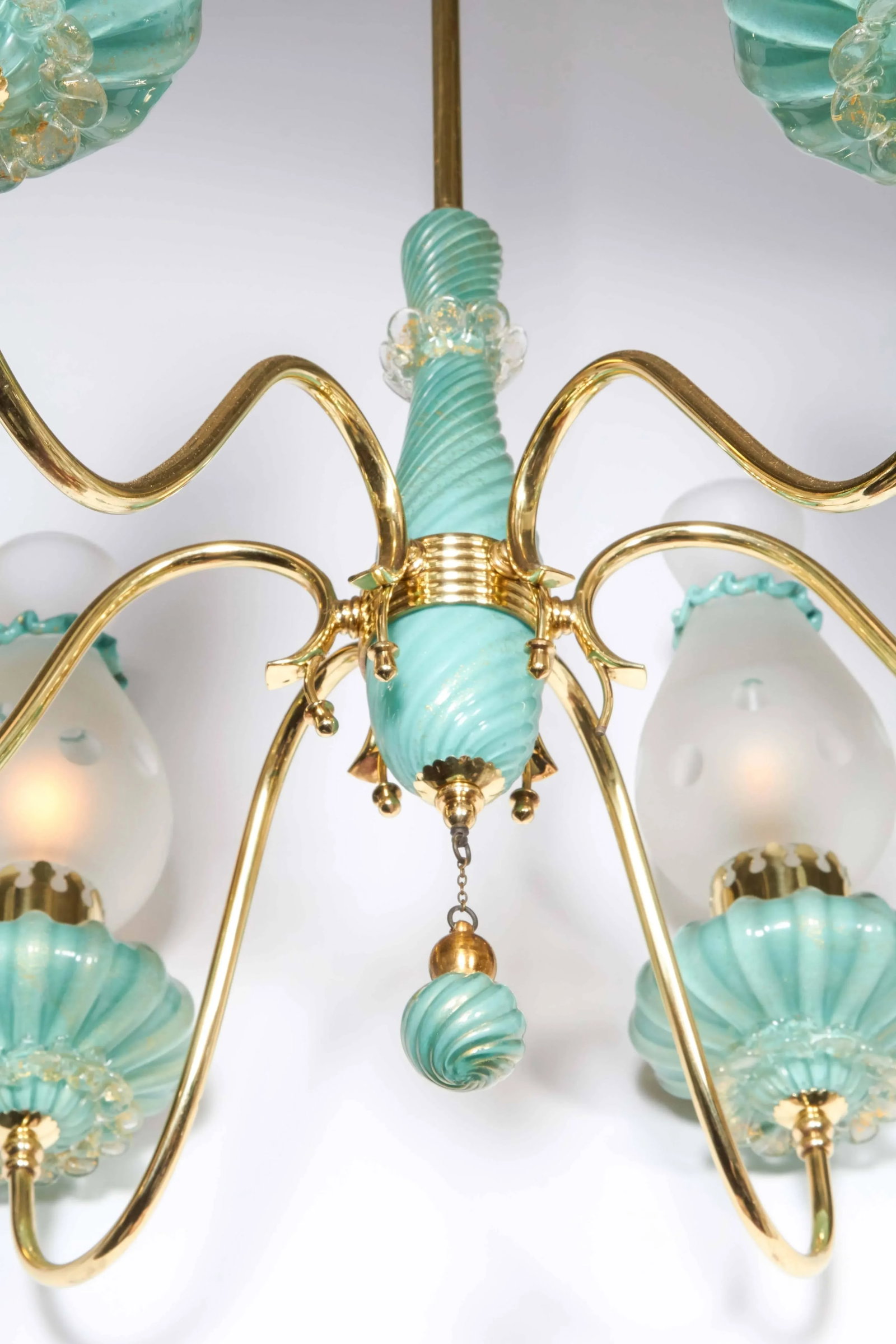1950s Italian Six-Arm Chandelier Glass Attributed to Seguso Vetri d'Arte - 2