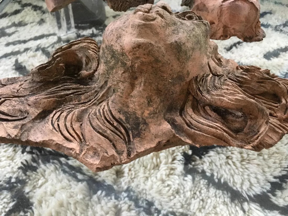 1930s Vintage Art Nouveau Neo Classic Architectural Faces Pottery Fragments- Set of 3 - 10