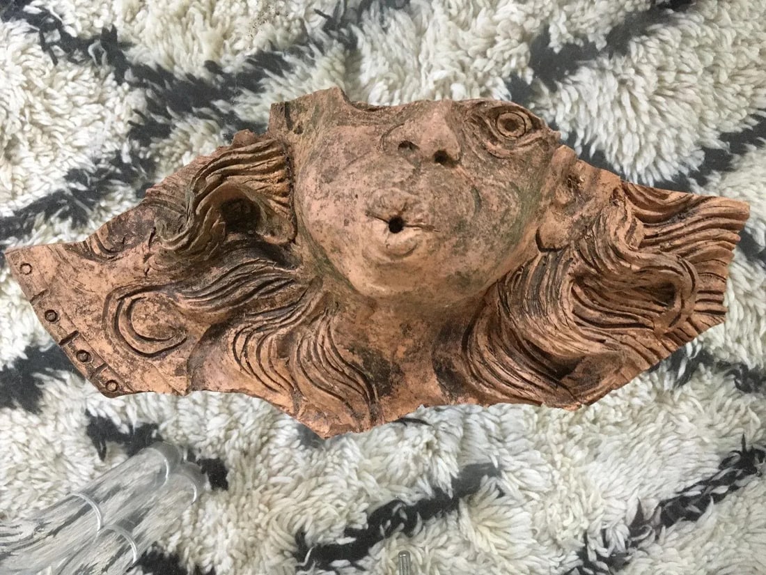 1930s Vintage Art Nouveau Neo Classic Architectural Faces Pottery Fragments- Set of 3 - 12