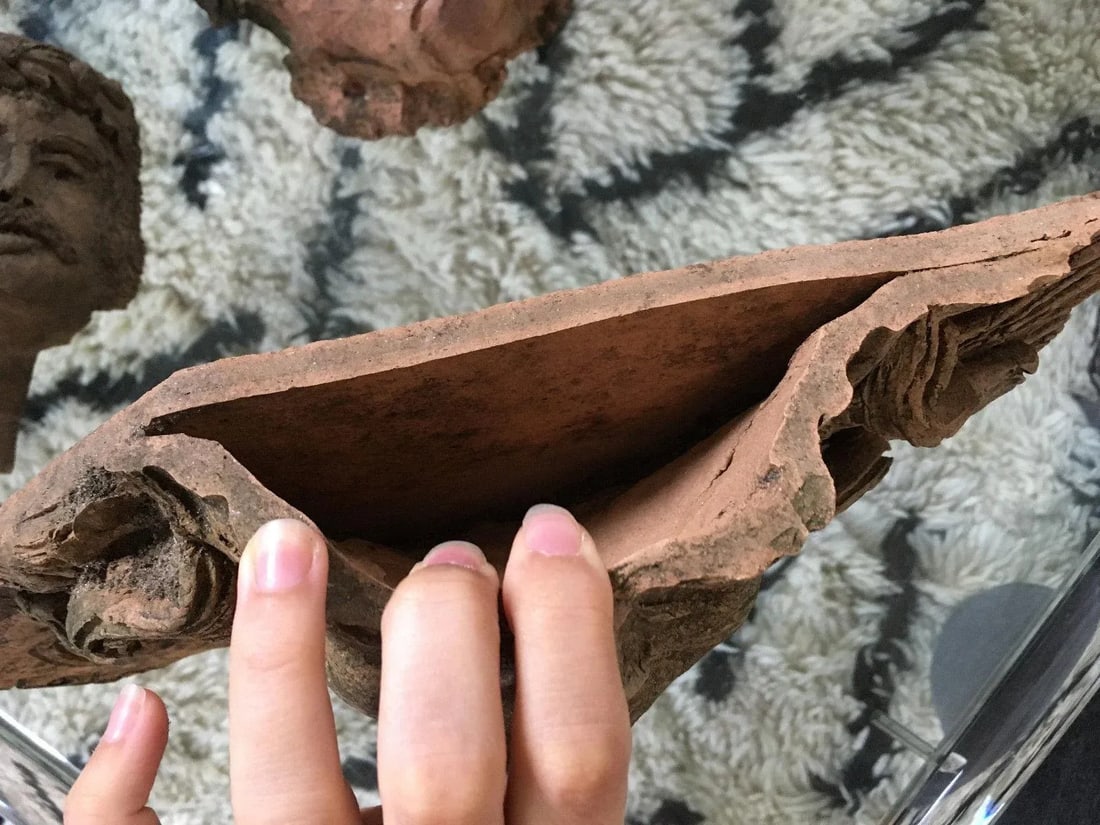 1930s Vintage Art Nouveau Neo Classic Architectural Faces Pottery Fragments- Set of 3 - 5