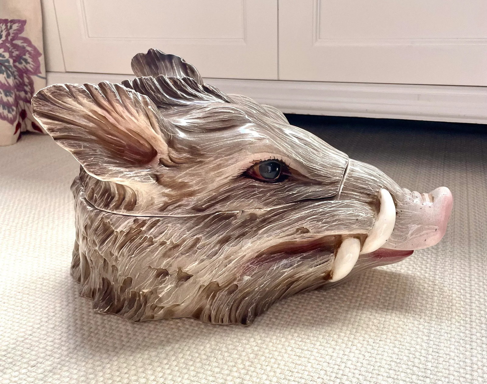 Italian Majolica Boars Head Tureen - 2