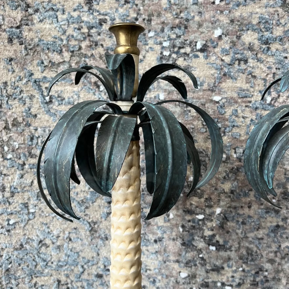 1990s Italian Hand-Painted Palm Tree Candlesticks - Set of 2 - 12