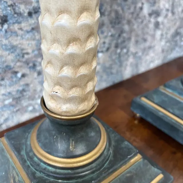 1990s Italian Hand-Painted Palm Tree Candlesticks - Set of 2 - 2