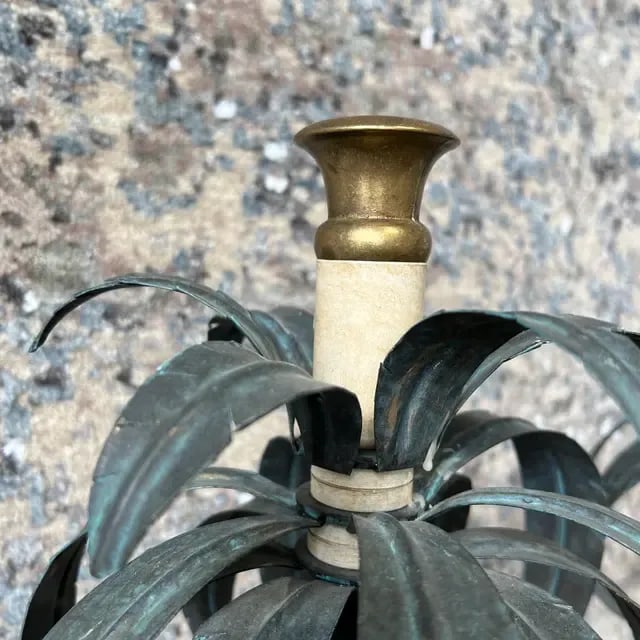 1990s Italian Hand-Painted Palm Tree Candlesticks - Set of 2 - 4