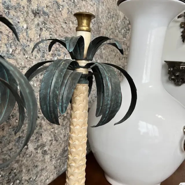 1990s Italian Hand-Painted Palm Tree Candlesticks - Set of 2 - 7