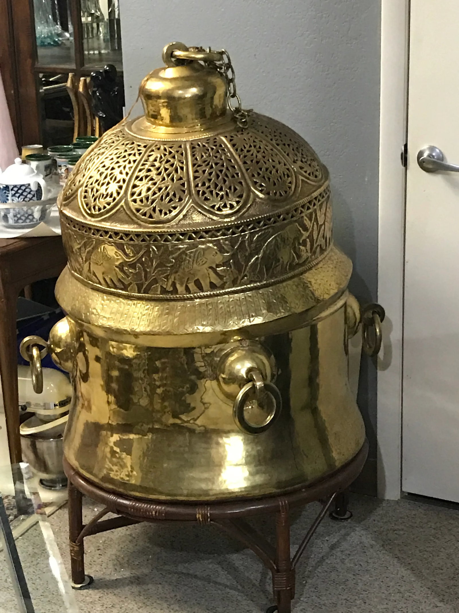 1960s Morrocan Brass Chandelier and Planter - 2 Piece Set 52'' - 11