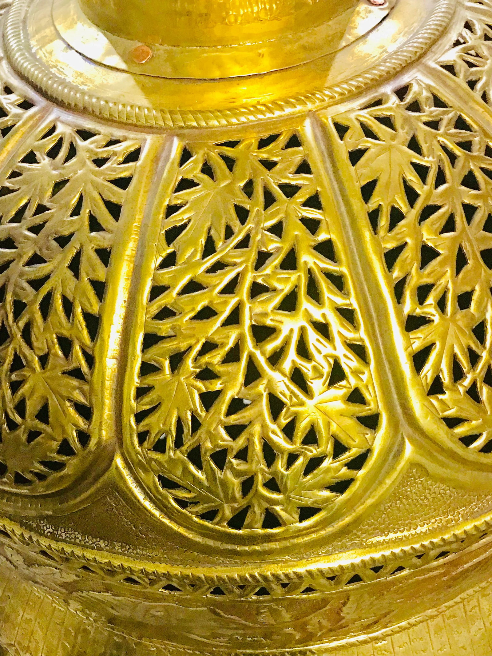 1960s Morrocan Brass Chandelier and Planter - 2 Piece Set 52'' - 12