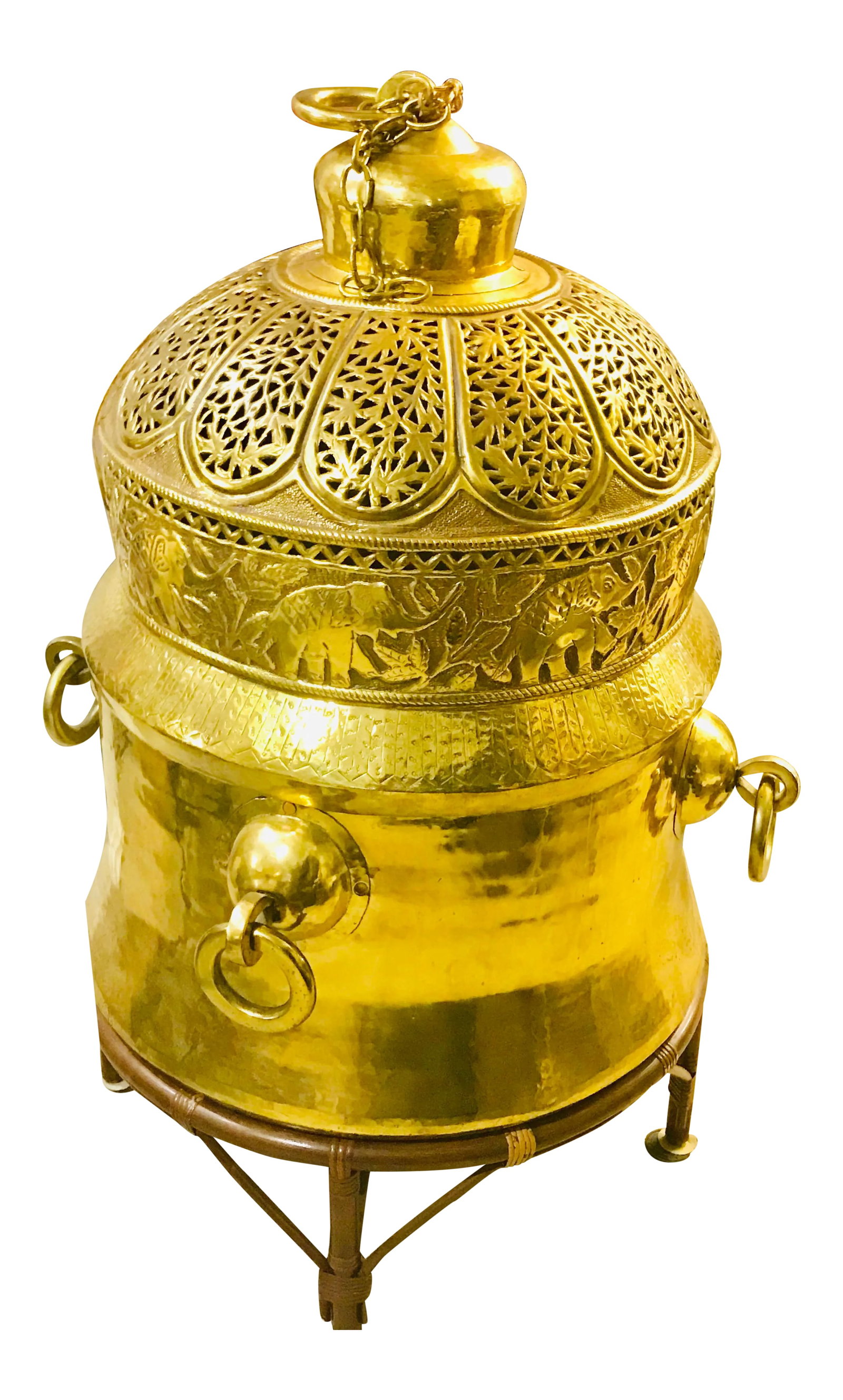 1960s Morrocan Brass Chandelier and Planter - 2 Piece Set 52'' (1 of 13)