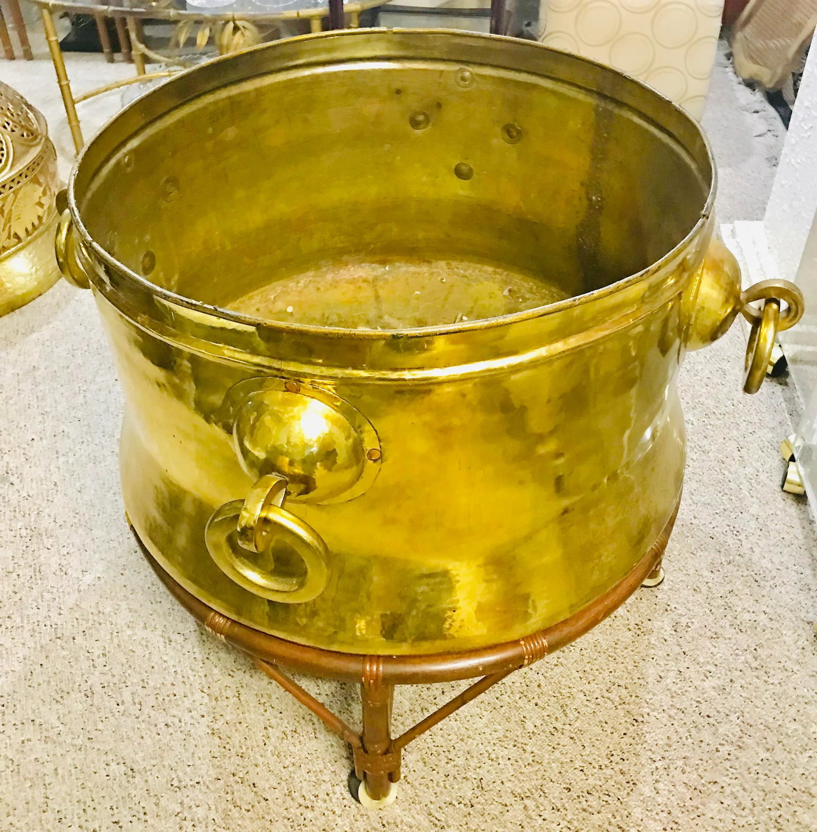 1960s Morrocan Brass Chandelier and Planter - 2 Piece Set 52'' - 5