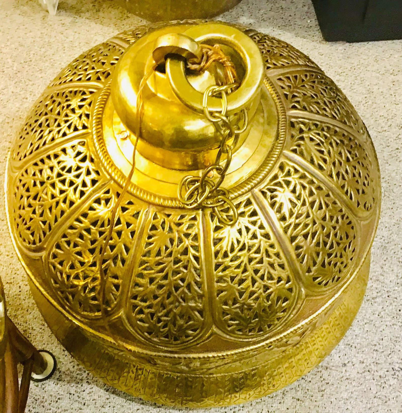 1960s Morrocan Brass Chandelier and Planter - 2 Piece Set 52'' - 6