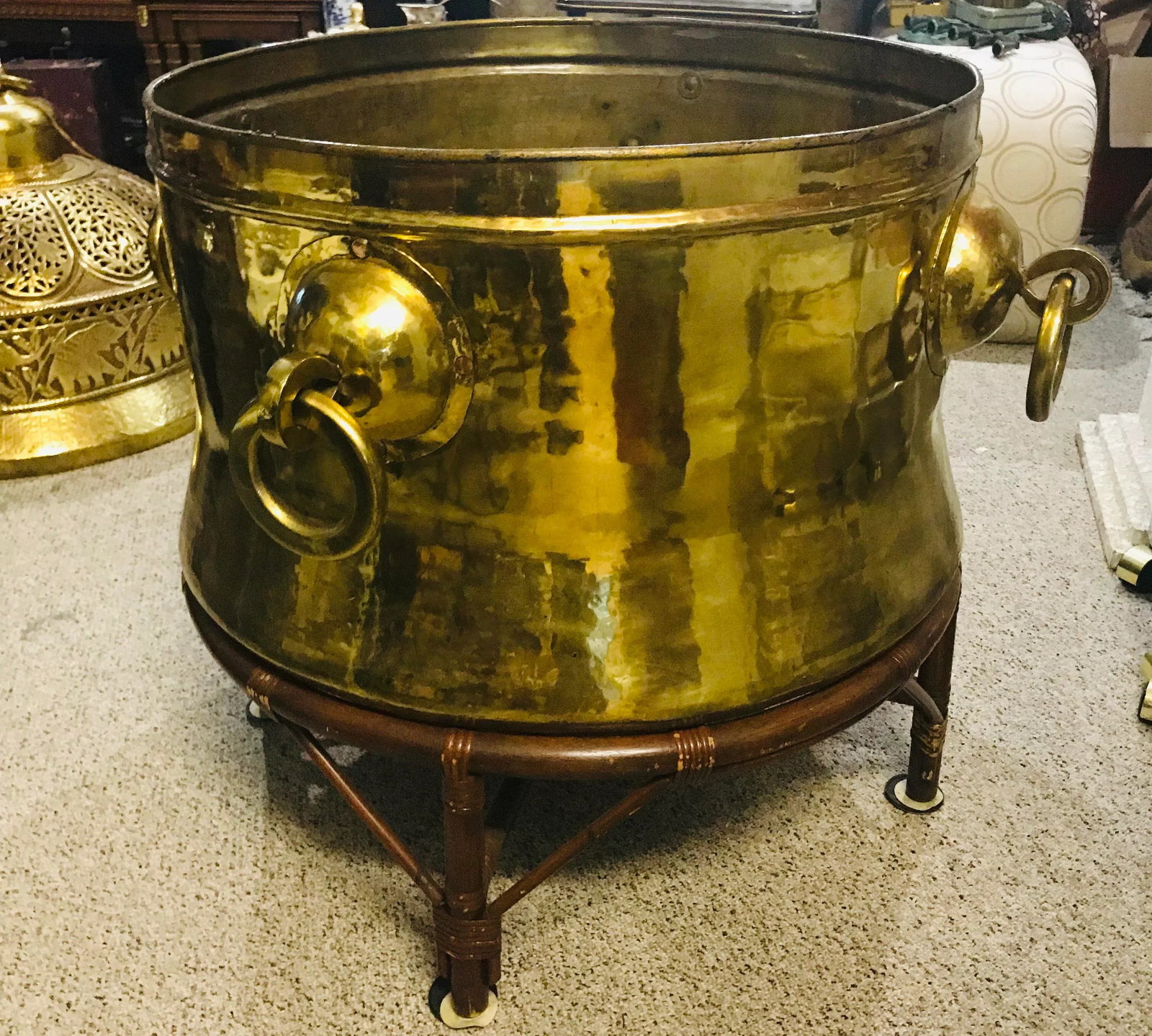 1960s Morrocan Brass Chandelier and Planter - 2 Piece Set 52'' - 9