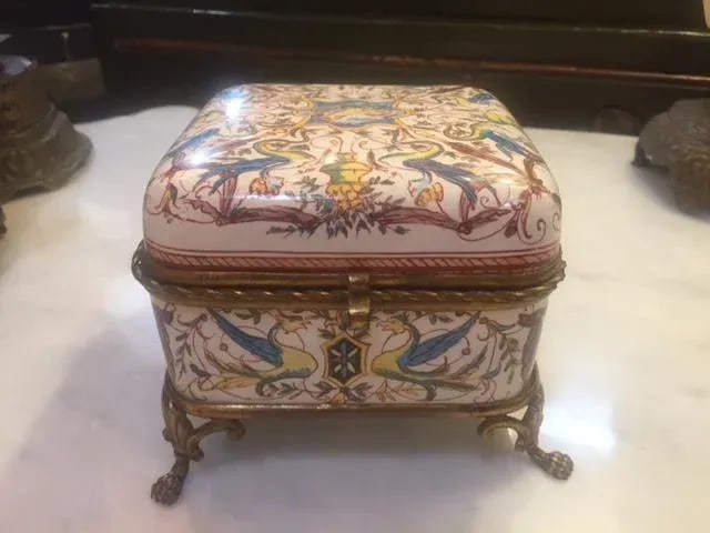 19th C. French Bronze Mounted Porcelain Painted Box - 13