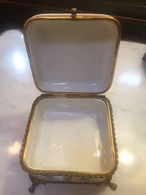 19th C. French Bronze Mounted Porcelain Painted Box - 3