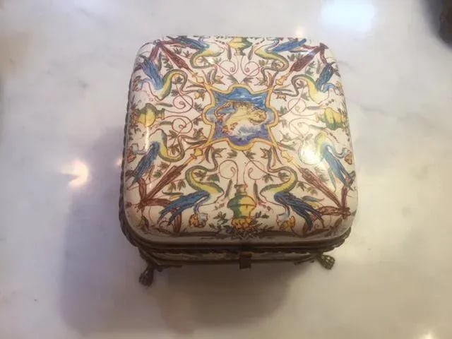 19th C. French Bronze Mounted Porcelain Painted Box - 4