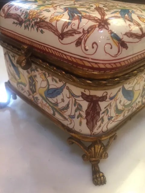 19th C. French Bronze Mounted Porcelain Painted Box - 5