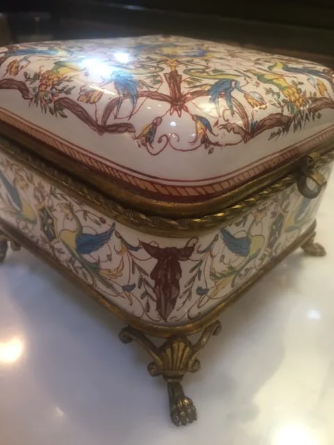 19th C. French Bronze Mounted Porcelain Painted Box - 7