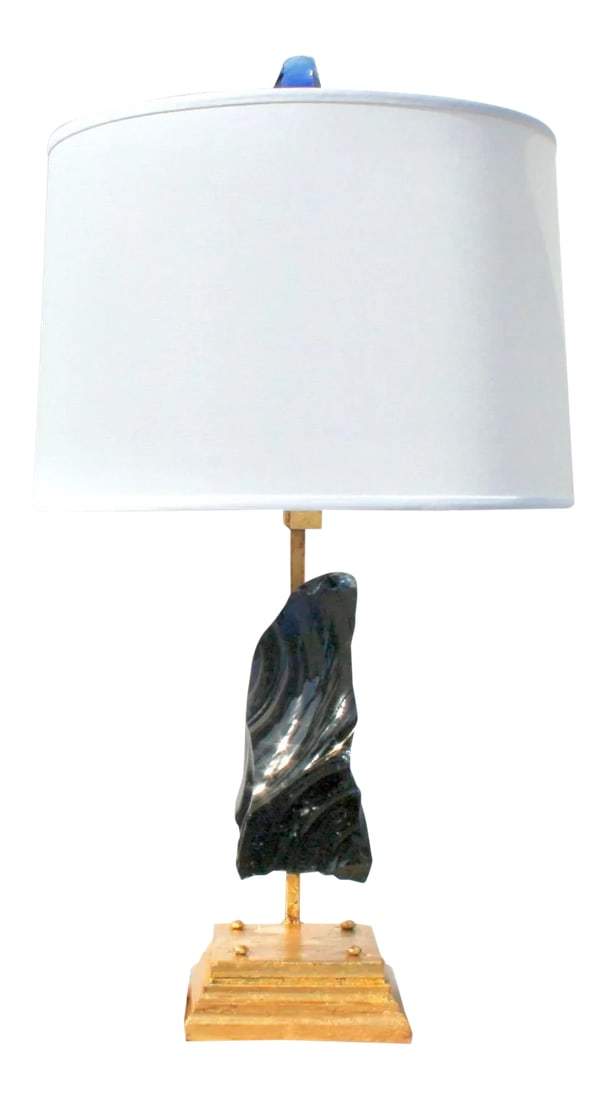 Modern Blue Sapphire Glass Rock Lamp: Pretty lamps are fine but everyone can have them, but Art Lamps are unique and beautiful, and are no two are every alike. The will add a spark of interest to your room. With this 4x5x9 inch of smooth 