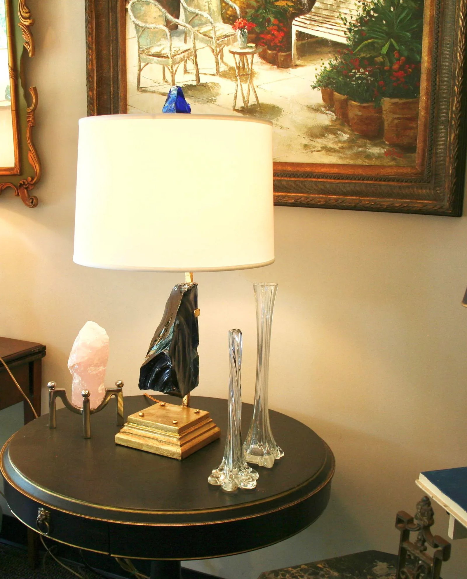 Modern Blue Sapphire Glass Rock Lamp - 2