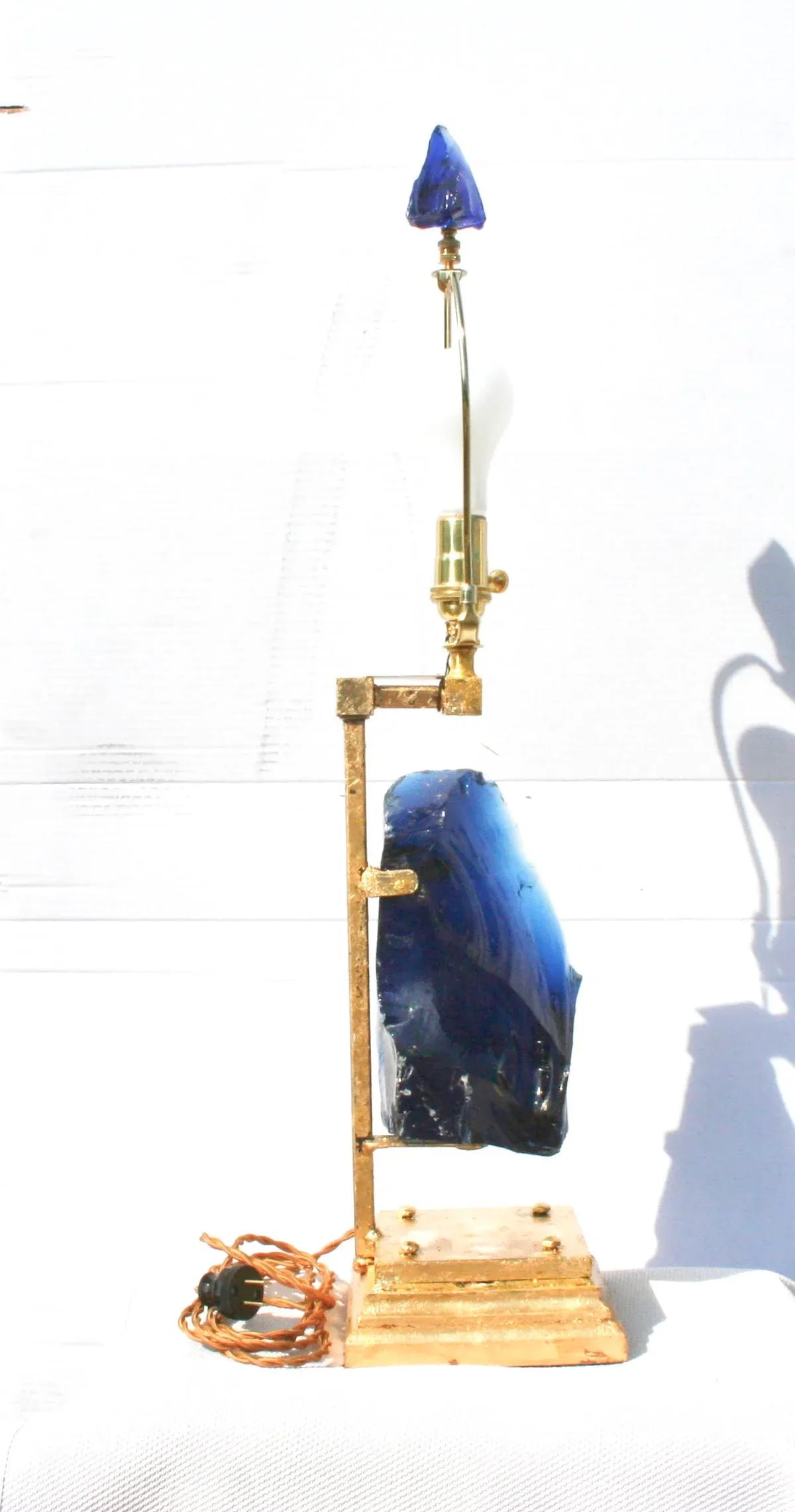 Modern Blue Sapphire Glass Rock Lamp - 3