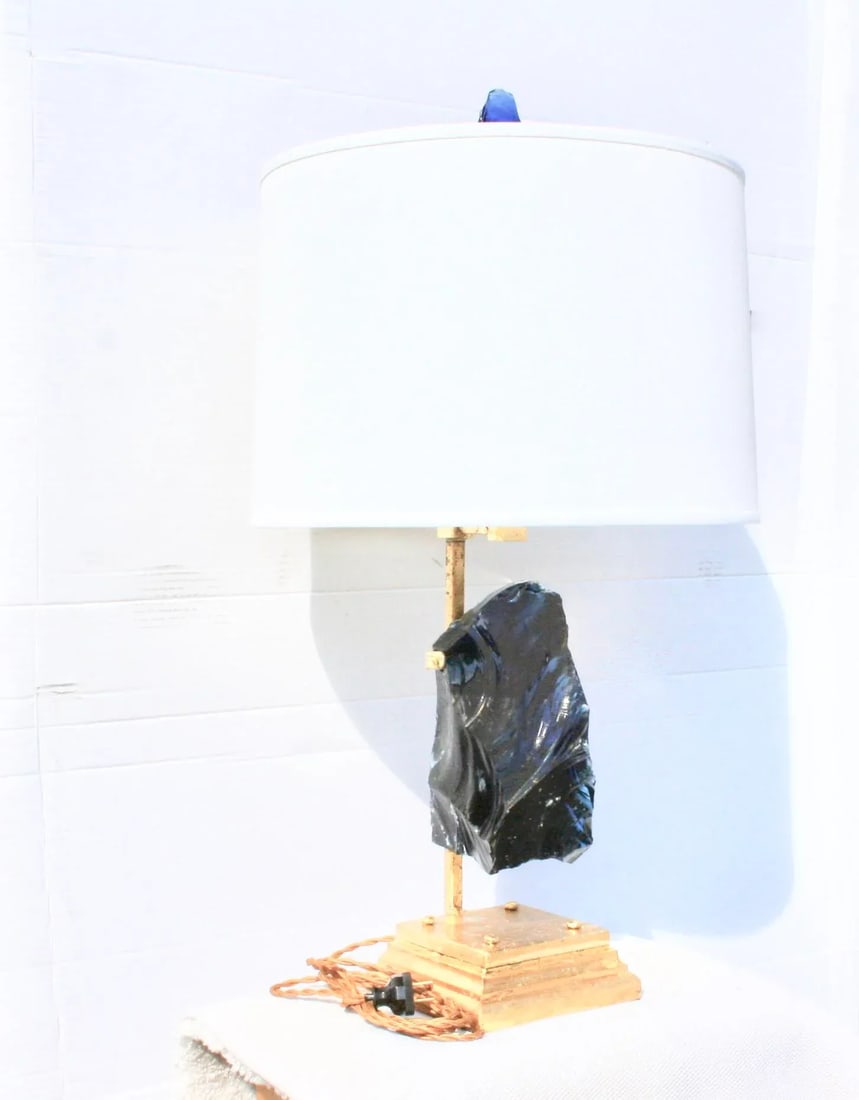 Modern Blue Sapphire Glass Rock Lamp - 5