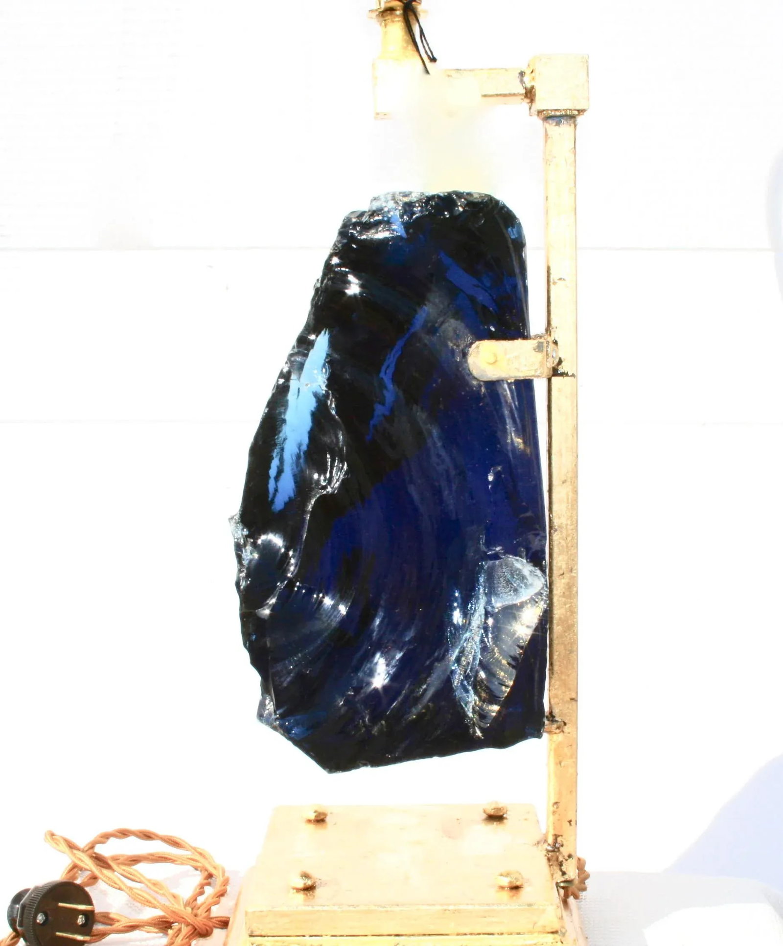 Modern Blue Sapphire Glass Rock Lamp - 6