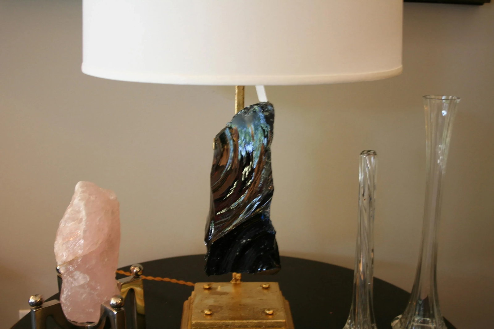 Modern Blue Sapphire Glass Rock Lamp - 7